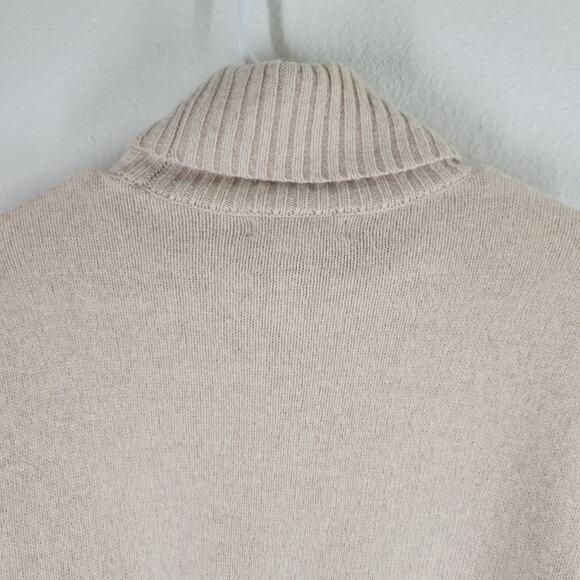 Tabitha Webb Turtleneck Sweater Womens Large Beige Ivory Cable Knit Fisherman - Picture 6 of 11